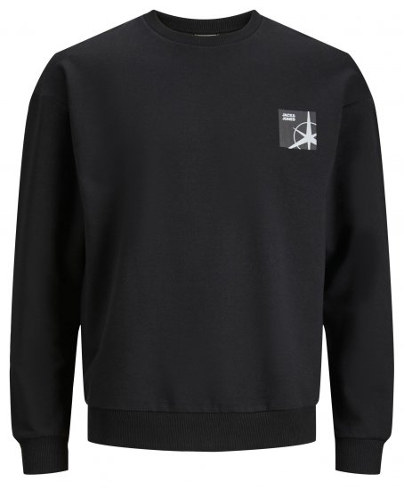 Jack & Jones JCOFILO Crew Neck Sweater with Back Print Black - Sweatshirts & hoodies - Sweatshirts/Hoodies grande taille homme