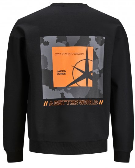 Jack & Jones JCOFILO Crew Neck Sweater with Back Print Black - Sweatshirts & hoodies - Sweatshirts/Hoodies grande taille homme