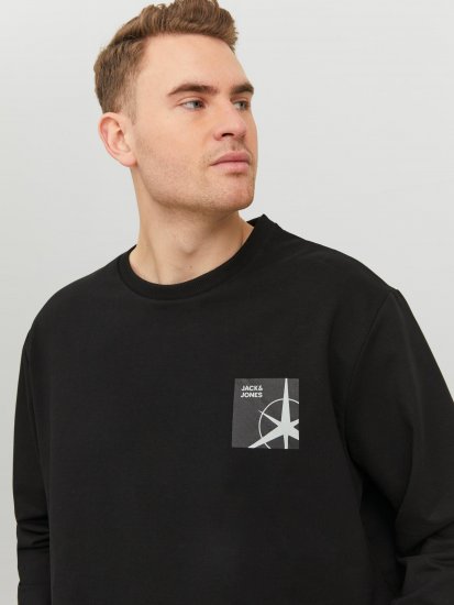 Jack & Jones JCOFILO Crew Neck Sweater with Back Print Black - Sweatshirts & hoodies - Sweatshirts/Hoodies grande taille homme