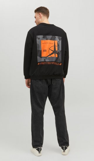 Jack & Jones JCOFILO Crew Neck Sweater with Back Print Black - Sweatshirts & hoodies - Sweatshirts/Hoodies grande taille homme