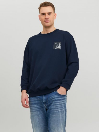 Jack & Jones JCOFILO Crew Neck Sweater with Back Print Navy Blazer - Sweatshirts & hoodies - Sweatshirts/Hoodies grande taille homme