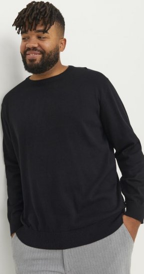 Jack & Jones BASIC Knitted Sweater Black - Sweatshirts & hoodies - Sweatshirts/Hoodies grande taille homme
