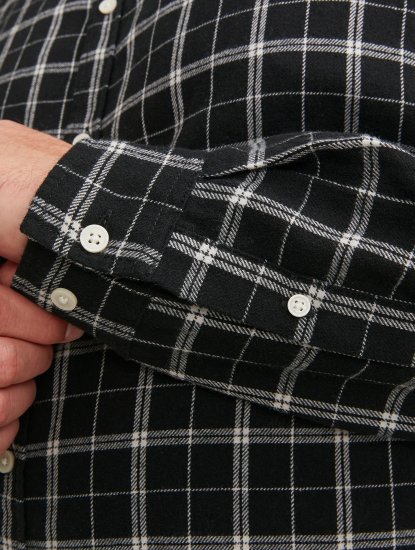 Jack & Jones JORCOZY FLANNEL CHECK SHIRT LS Black - Chemises - Chemises Grandes Tailles Hommes