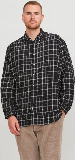 Jack & Jones JORCOZY FLANNEL CHECK SHIRT LS Black - Chemises - Chemises Grandes Tailles Hommes