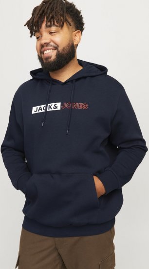 Jack & Jones CORP LOGO PLAY 5 Print Hoodie Navy Blazer - Sweatshirts & hoodies - Sweatshirts/Hoodies grande taille homme