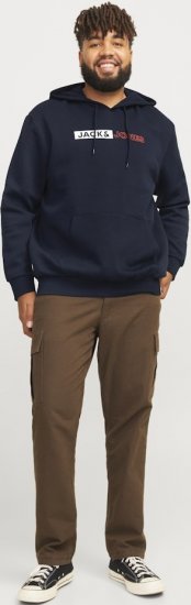 Jack & Jones CORP LOGO PLAY 5 Print Hoodie Navy Blazer - Sweatshirts & hoodies - Sweatshirts/Hoodies grande taille homme