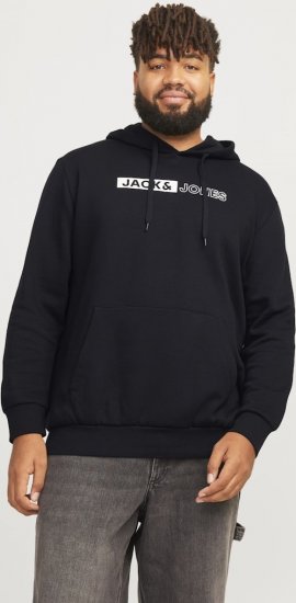 Jack & Jones CORP LOGO PLAY 5 Print Hoodie Black - Sweatshirts & hoodies - Sweatshirts/Hoodies grande taille homme