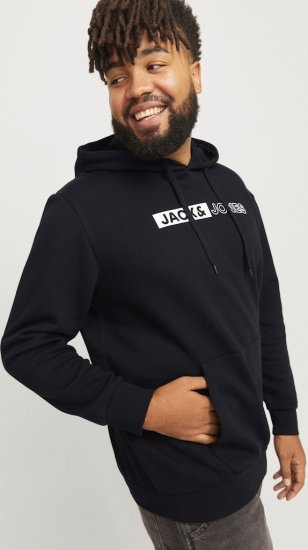 Jack & Jones CORP LOGO PLAY 5 Print Hoodie Black - Sweatshirts & hoodies - Sweatshirts/Hoodies grande taille homme