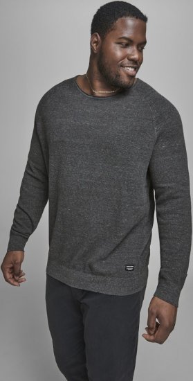 Jack & Jones HILL Knitted Sweater Dark Grey Melange - Sweatshirts & hoodies - Sweatshirts/Hoodies grande taille homme