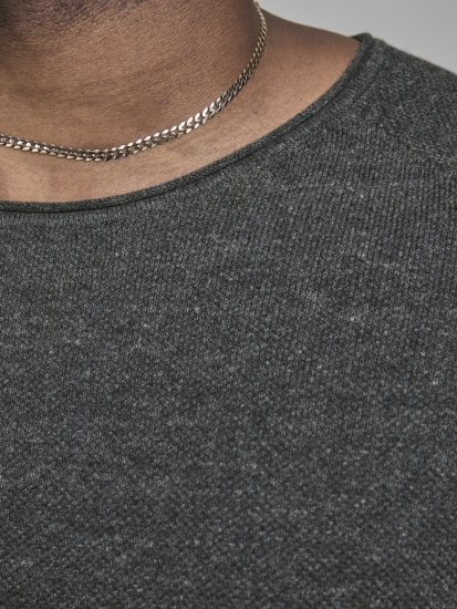 Jack & Jones HILL Knitted Sweater Dark Grey Melange - Sweatshirts & hoodies - Sweatshirts/Hoodies grande taille homme