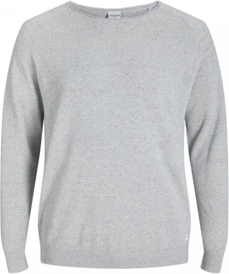 Jack & Jones HILL Knitted Sweater Light Grey Melange - Sweatshirts & hoodies - Sweatshirts/Hoodies grande taille homme