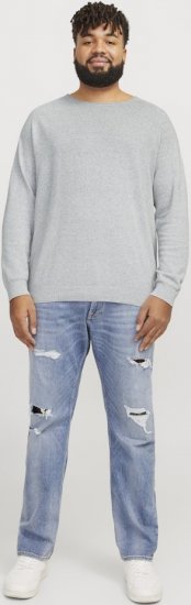 Jack & Jones HILL Knitted Sweater Light Grey Melange - Sweatshirts & hoodies - Sweatshirts/Hoodies grande taille homme