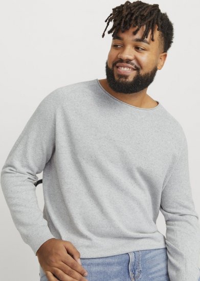 Jack & Jones HILL Knitted Sweater Light Grey Melange - Sweatshirts & hoodies - Sweatshirts/Hoodies grande taille homme