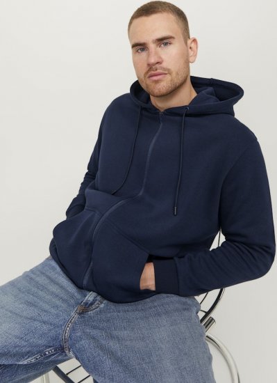 Jack & Jones BRADLEY Zip Hoodie Navy Blazer - Sweatshirts & hoodies - Sweatshirts/Hoodies grande taille homme
