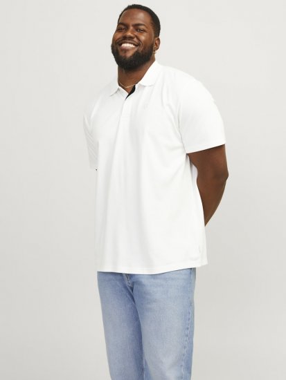 Jack & Jones Rodney Short Sleeve Polo White - Polos - Polos homme grande taille