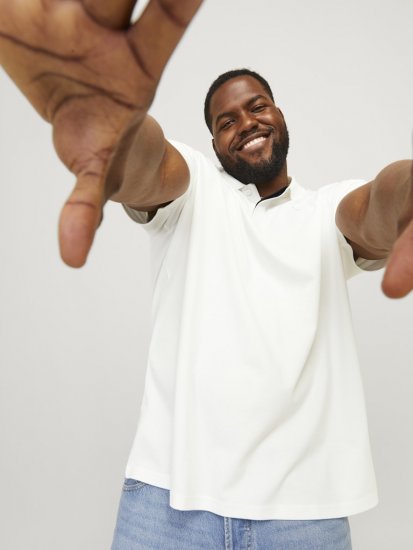 Jack & Jones Rodney Short Sleeve Polo White - Polos - Polos homme grande taille