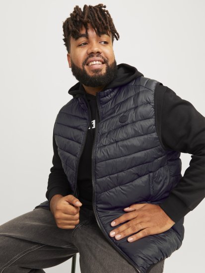 Jack & Jones SPRINT BODYWARMER With Collar Black - Vestes - Vestes Homme Grandes Tailles