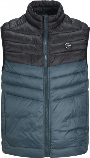 Jack & Jones SPRINT Black Blocking BODYWARMER With Collar Dark Turquoise - Vestes - Vestes Homme Grandes Tailles