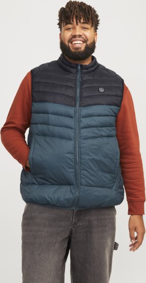 Jack & Jones SPRINT Black Blocking BODYWARMER With Collar Dark Turquoise - Vestes - Vestes Homme Grandes Tailles