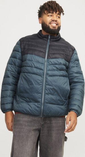 Jack & Jones SPRINT Black Blocking Quilted Collar Jacket Teal - Vestes - Vestes Homme Grandes Tailles