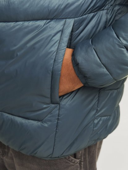 Jack & Jones SPRINT Black Blocking Quilted Collar Jacket Teal - Vestes - Vestes Homme Grandes Tailles