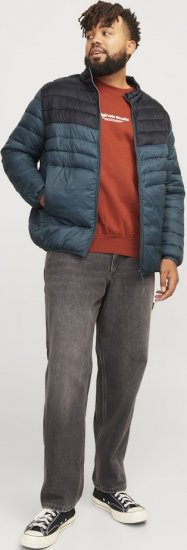 Jack & Jones SPRINT Black Blocking Quilted Collar Jacket Teal - Vestes - Vestes Homme Grandes Tailles