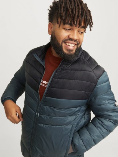 Jack & Jones SPRINT Black Blocking Quilted Collar Jacket Teal - Vestes - Vestes Homme Grandes Tailles