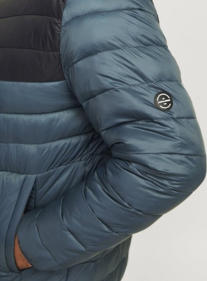 Jack & Jones SPRINT Black Blocking Quilted Collar Jacket Teal - Vestes - Vestes Homme Grandes Tailles