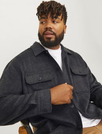 Jack & Jones BRADLEY OLLIE Overshirt LS Black - Chemises - Chemises Grandes Tailles Hommes