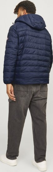 Jack & Jones SPRINT Red Stitches Quilted Hooded Jacket Navy Blazer - Vestes - Vestes Homme Grandes Tailles