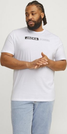 Jack & Jones CORP Logo Play 5 T-Shirt White - T-shirts - T-shirts Homme Grande Taille