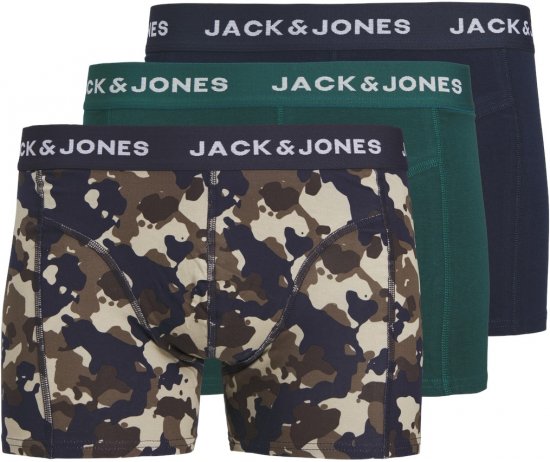 Jack & Jones JACCAMOFLAGE Trunks 3-Pack Navy Blazer - Sous-vêtements & bain - Sous-vêtements Grande Taille