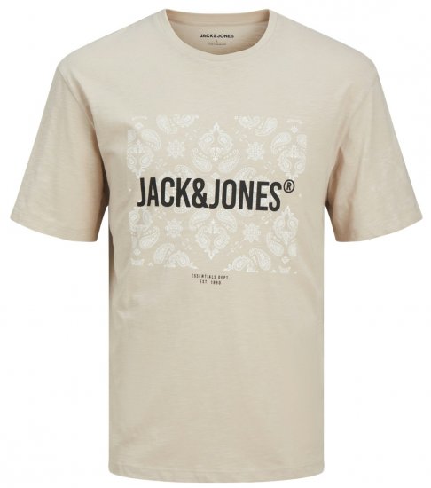 Jack & Jones JJPAISLEY T-Shirt Moonbeam - T-shirts - T-shirts Homme Grande Taille