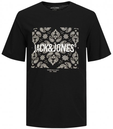 Jack & Jones JJPAISLEY T-Shirt Black - T-shirts - T-shirts Homme Grande Taille