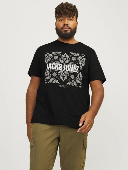 Jack & Jones JJPAISLEY T-Shirt Black - T-shirts - T-shirts Homme Grande Taille