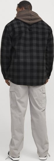 Jack & Jones ZAC BRUSHED Long Sleeve OVERSHIRT Grey - Chemises - Chemises Grandes Tailles Hommes