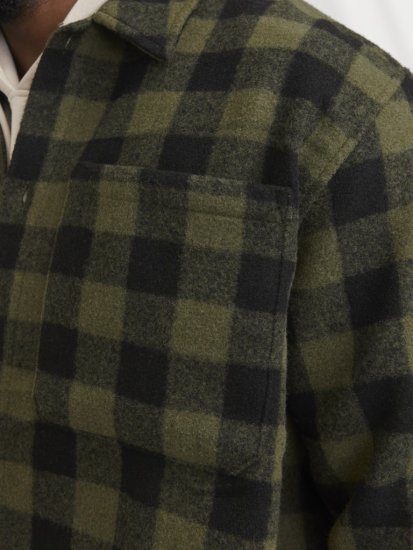 Jack & Jones ZAC Brushed Long Sleeve Overshirt Green - Chemises - Chemises Grandes Tailles Hommes