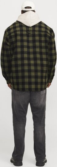 Jack & Jones ZAC Brushed Long Sleeve Overshirt Green - Chemises - Chemises Grandes Tailles Hommes