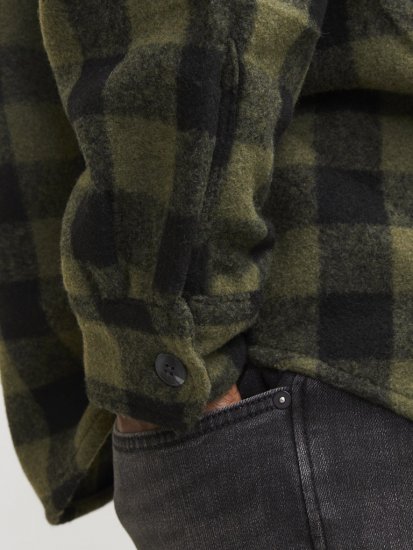 Jack & Jones ZAC Brushed Long Sleeve Overshirt Green - Chemises - Chemises Grandes Tailles Hommes