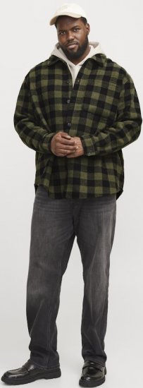 Jack & Jones ZAC Brushed Long Sleeve Overshirt Green - Chemises - Chemises Grandes Tailles Hommes
