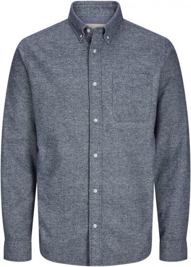 Jack & Jones NORRIS Flannel Long Sleeve Shirt Navy Blazer - Chemises - Chemises Grandes Tailles Hommes