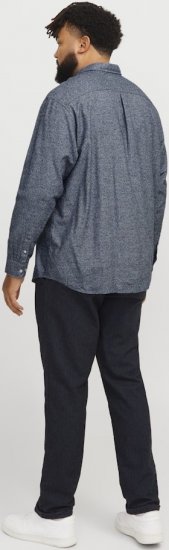 Jack & Jones NORRIS Flannel Long Sleeve Shirt Navy Blazer - Chemises - Chemises Grandes Tailles Hommes