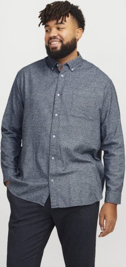 Jack & Jones NORRIS Flannel Long Sleeve Shirt Navy Blazer - Chemises - Chemises Grandes Tailles Hommes