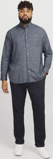 Jack & Jones NORRIS Flannel Long Sleeve Shirt Navy Blazer - Chemises - Chemises Grandes Tailles Hommes