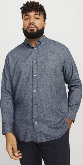 Jack & Jones NORRIS Flannel Long Sleeve Shirt Navy Blazer - Chemises - Chemises Grandes Tailles Hommes
