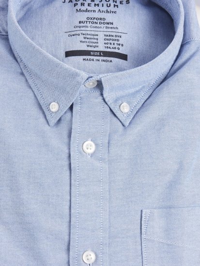 Jack & Jones Brook Oxford Long Sleeve Shirt Cashmere Blue - Chemises - Chemises Grandes Tailles Hommes