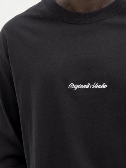 Jack & Jones Norrebro Crew Neck Long Sleeve T-Shirt Black - T-shirts - T-shirts Homme Grande Taille