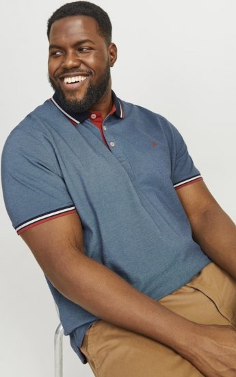 Jack & Jones PAULOS Short Sleeve Polo Denim Blue/PS - Polos - Polos homme grande taille