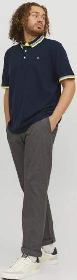 Jack & Jones PAULOS Short Sleeve Polo Dark Navy/NEON - Polos - Polos homme grande taille