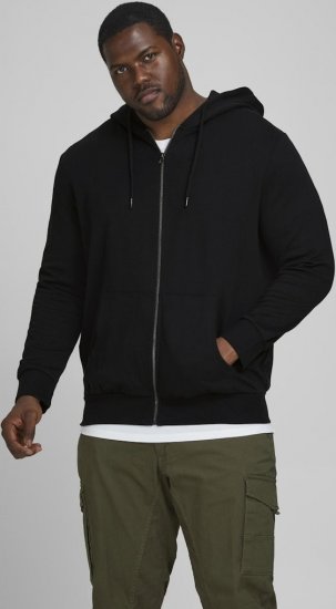 Jack & Jones Basic Sweat Zip Hood Black - Sweatshirts & hoodies - Sweatshirts/Hoodies grande taille homme